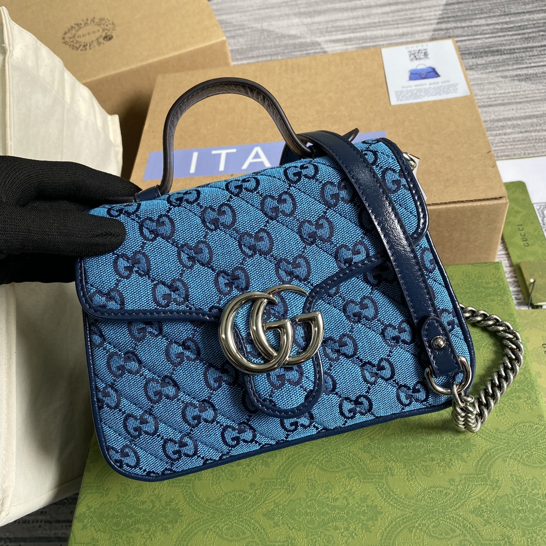 Gucci GG Marmont Mini Top Handle Bag Shoulder Bag 583571 Blue